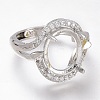 Adjustable Brass Micro Pave Clear Cubic Zirconia Finger Ring Components ZIRC-I049-21P-1