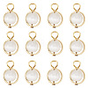 12Pcs Brass & Glass Imitation Cat Eye Round Charms PALLOY-TAC0237-01-2