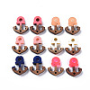Opaque Resin & Walnut Wood Links Connectors RESI-T035-52-1