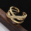 Brass Micro Pave Clear Cubic Zirconia Cuff Finger Rings RJEW-C120-16G-3