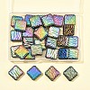 30Pcs Rainbow Iridescent Printed Opaque Acrylic Beads OACR-FS0002-70-5