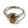 Oval Natural Tiger Eye Adjustable Rings RJEW-Q818-01P-10A-3