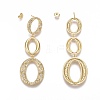 Brass Micro Pave Clear Cubic Zirconia Dangle Stud Earrings EJEW-F252-02G-3