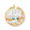 Brass Micro Pave Cubic Zirconia Enamel Pendants KK-L250-08G-02-1