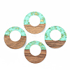 Transparent Resin & Walnut Wood Pendants RESI-S389-036A-B02-1