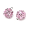 Brass Pave Pink Cubic Zirconia Charms CU-CBAD360-08P-03-2