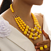 Alloy with Acrylic Barrel Beaded Multilayer Necklaces & Dangle Earrings Sets WG533CF-02-1