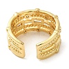 Rack Plating Real 18K Gold Plated Brass Rectangle Open Cuff Rings RJEW-B048-09G-3