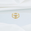 1Pc Heart Alloy & Rhinestone Finger Rings for Women RJEW-LP0010-08-3