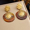 304 Stainless Steel & Resin Stud Dangle Earrings for Women SA-CBA717A-01G-01-1