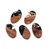 Transparent Resin and Walnut Wood Pendants RESI-T057-03A-1