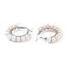 Natural Pearl Braided Hoop Earrings EJEW-JE04851-5