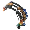 3Pcs 3 Styles Chakra Gemstone & Wood Evil Eye Braided Beaded Bracelet Sets BJEW-JB10905-5