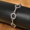 304 Stainless Steel Flower Link Chains Bracelets for Men & Women BJEW-D042-42P-1