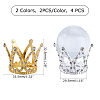 Olycraft 4Pcs 2 Colors Crown Alloy Display Ornaments FIND-OC0001-39-2