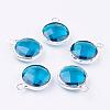 Silver Color Plated Brass Glass Flat Round Charms GLAA-M003-A-30S-1