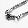 Non-Tarnish 201 Stainless Steel Mesh Chain Necklaces NJEW-G256-01P-2