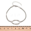 Brass Round Snake Chain Knot 2-Strand Bracelets for Women KK-CBA68DA-17C-P-5