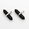 Natural Black Agate Double Terminated Pointed Pendants G-F177-18-1