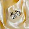 Fashionable Statement Style Rectangle Brass Stud Dangle Earrings for Women KK6204-2-1
