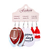 3 Pairs Alloy Imitation Leather Rugby Dangle Earrings FS-WG65883-02-1