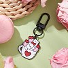 Flower Fox Alloy Enamel Pendant Decoration HJEW-JM02740-2