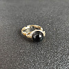 Wire Wrapped Natural Black Agate Round Beads Finger Rings WGDCCED-01-1