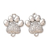 Brass Micro Pave Clear Cubic Zirconia Paw Print Links Connector Charms CU-CBA2907-09P-1