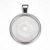 Flat Round Alloy Pendant Cabochon Settings LS-PALLOY-A15654-N-2