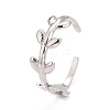 Non-Tarnish 304 Stainless Steel Leaf Wrap Open Cuff Ring for Women RJEW-C025-15P-1