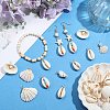 32Pcs 8 Styles Natural Mixed Shell Copper Wire Wrapped Pendants FIND-SC0015-47-3