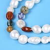 Natural Mixed Gemstone Nuggets & Natural Cultured Freshwater Pearl Beads Strands PEAR-N023-01A-12-4
