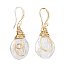 FIBLOOM 1 Pair Nuggest Natural Pearl Dangle Earrings EJEW-FI0001-89-1