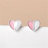 Heart Enamel Stud Earrings for Girl Women EJEW-BB46109-A-1