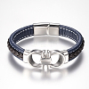 Men's Braided Leather Cord Bracelets BJEW-H559-15C-1