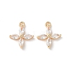 Real 18K Gold Plated Brass Cubic Zirconia Charms X-KK-R037-157G-1