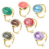 Brass Enamel Adjustable Cuff Rings RJEW-G349-01G-2