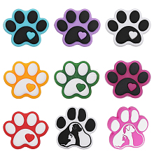 CHGCRAFT 9Pcs 9 Style Dog Paw Print Food Grade Eco-Friendly Silicone Beads SIL-CA0002-80