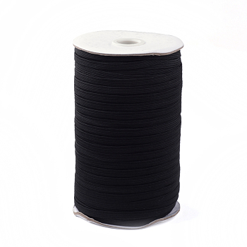 1/2 inch Flat Braided Elastic Rope Cord, Heavy Stretch Knit Elastic with Spool, Black, 12mm, about 100yards/roll(300 feet/roll)