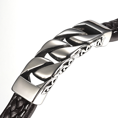 Men's Braided PU Leather Cord Bracelets BJEW-H559-08-1