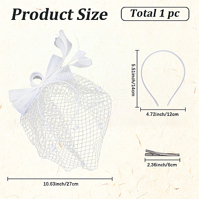 Gauze Mesh Veil Cloth with Aligator Hair Clip AJEW-WH20018-97B-1