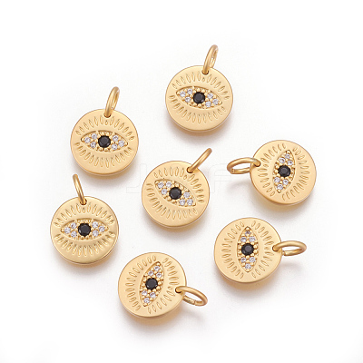Brass Micro Pave Cubic Zirconia Charms KK-O118-16MG-1