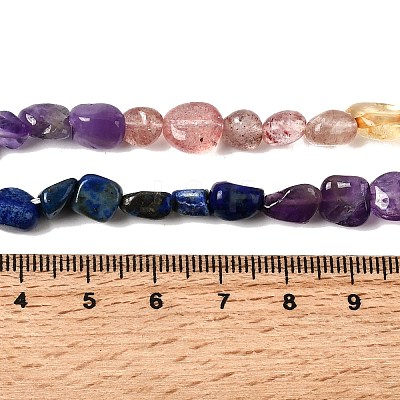 Natural Strawberry Quartz & Citrine & Amethyst & Green Aventurine & Lapis Lazuli Beads Strands G-L610-B15-01-1