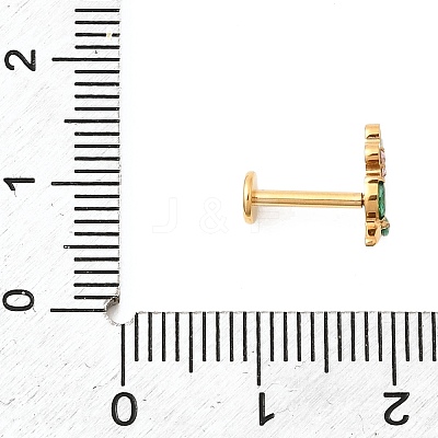 F136 Titanium Pave Pink and Green Cubic Zirconia Flower Internally Threaded Labrets ME-CBA9828-04G-1