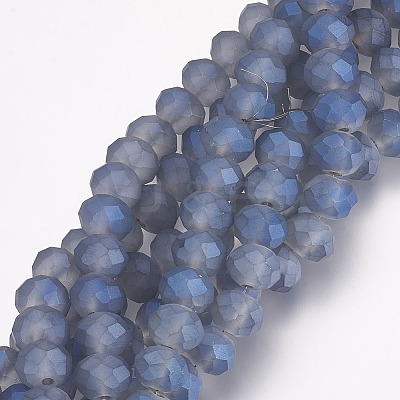 Full Rainbow Plated Faceted Rondelle Glass Beads Strands EGLA-J054-8x5mm-FR04-1