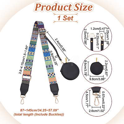 1Pc PU Leather Wallets & 1Pc Boho Style Nylon Adjustable Webbing Bag Straps FIND-WR0010-16-1