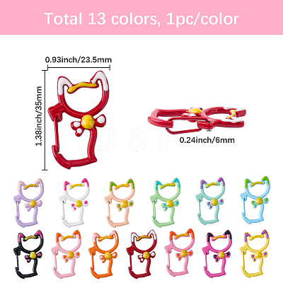 13Pcs 13 Colors Baking Paint Zinc Alloy Enamel Locking Carabiner FIND-SC0021-06-1