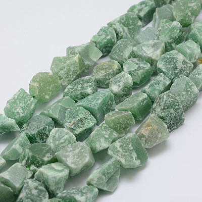 Raw Rough Natural Green Aventurine Bead Strands G-F403-03-1