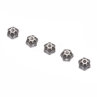6-Petal Flower Tibetan Silver Bead Caps LS-AA188-1