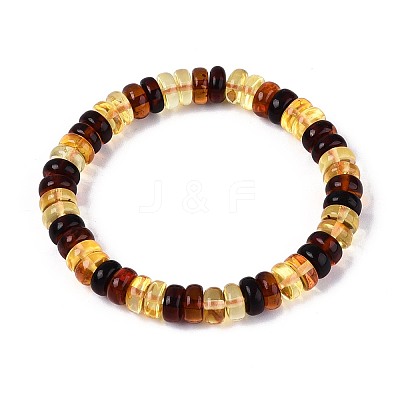 Natural Amber Beaded Stretch Bracelets for Men Women BJEW-T018-20-1